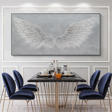 Artworks in 150 Subjects Painting - Gray Angel Wing by Palette Knife wall art texture